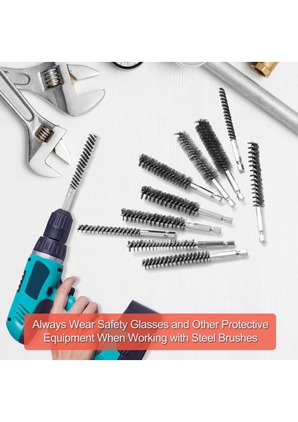 Namuny 10 Adet Paslanmaz Çelik Delik Fırçası Farklı Boyutlarda 1/4 Inç Hex Shank, Matkap Seti Için Tel Fırça Eki (Yurt Dışından)