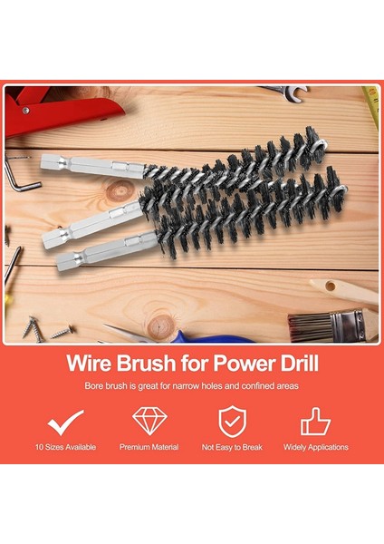 Namuny 10 Adet Paslanmaz Çelik Delik Fırçası Farklı Boyutlarda 1/4 Inç Hex Shank, Matkap Seti Için Tel Fırça Eki (Yurt Dışından) fırsatları