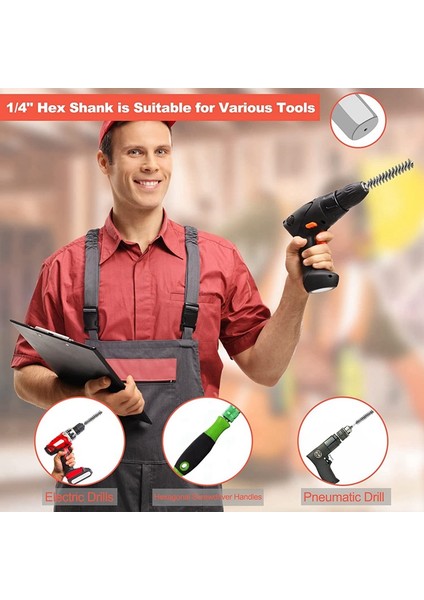 Namuny 10 Adet Paslanmaz Çelik Delik Fırçası Farklı Boyutlarda 1/4 Inç Hex Shank, Matkap Seti Için Tel Fırça Eki (Yurt Dışından) indirimleri