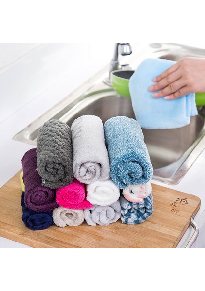 Güçlü Emici Yumuşak Ovma Pedi Mutfak Temizleme Bulaşık Havlusu Mikrofiber Bezler (Yurt Dışından)