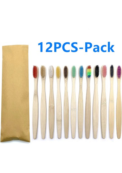 12PCS Doğal Sıfır Atık Çevre Dostu Bambu Saplı Diş Fırçası, Bpa Içermeyen Yumuşak Kıllarla (Yurt Dışından)