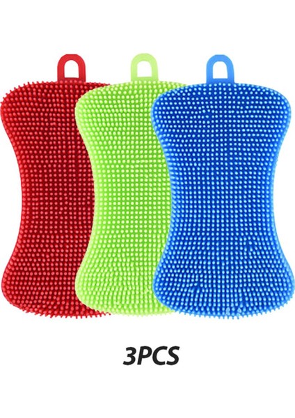 [eğlencelı Canlı] 3 Adet Silikon Bulaşık Yıkama Fırçası Pot Tava Sünger Scrubber Silikon Ovma Pedi Meyve Saksısı Tava Yıkama Fırçaları Mutfak Temizleme Aracı (Yurt Dışından)
