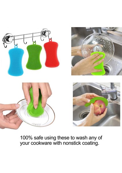 [eğlencelı Canlı] 3 Adet Silikon Bulaşık Yıkama Fırçası Pot Tava Sünger Scrubber Silikon Ovma Pedi Meyve Saksısı Tava Yıkama Fırçaları Mutfak Temizleme Aracı (Yurt Dışından) modelleri