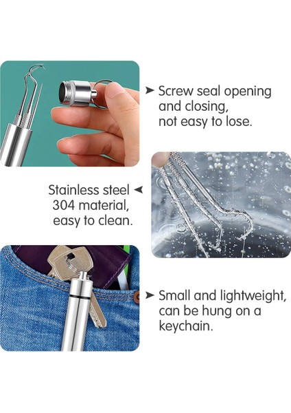 Takım Metal Paslanmaz Çelik Kürdan Seti Diş Temizleme Diş Diş Ipi Taşınabilir Ipi Kürdan Diş Temizleyici Depolama Tüpü ile (Yurt Dışından) modelleri