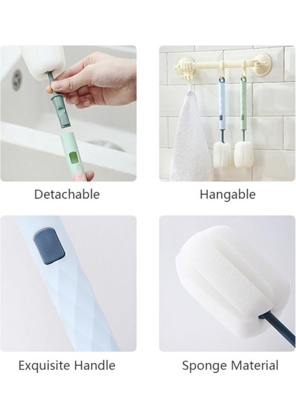 [eğlenceli Canlı] Bebek Fincan Şişe Fırçası Sünger Fırça Çıkarılabilir Uzun Saplı Su Şişesi Termos Cam Fırçası Su Şişesi Temizleme Mutfak Aletleri (Yurt Dışından) fırsatları