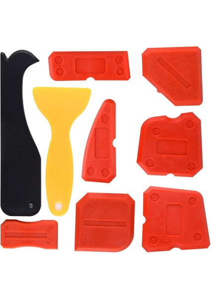 Flyeer 9 Parça Silikon Mastik Bitirme Araçları Yumuşatma Kalafat Araç Kiti Mutfak Banyo Zemin Sızdırmazlık, Kırmızı (Yurt Dışından) modelleri