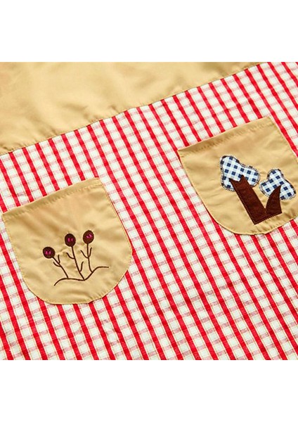 Klasik Nakış Önlük Ekose Kadın Ilmek Mutfak Şef Önlük Elbise Cep Hediyeler Omuz Askısı Tarzı Gri (Yurt Dışından) indirimleri