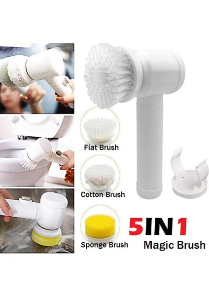[ayak Izi] 5-In-1 El Küvet Fırçası Elektrikli Fırça Temizleyici Lavabo Elektrikli Temizlik Banyo Yıkama Fırçası Mutfak Temizleme Aracı USB (Yurt Dışından)