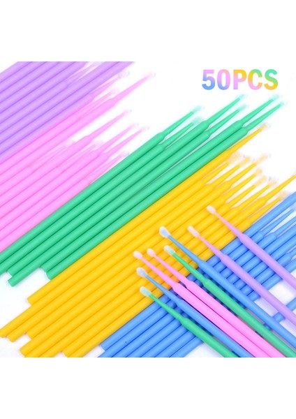 50 Adet Tek Kullanımlık Kirpik Uzatma Bireysel Kirpik Çıkarma Aplikatör Fırçaları (Yurt Dışından)