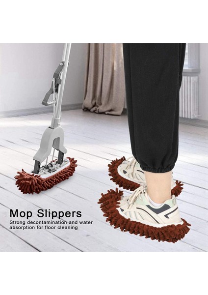 10 Adet Şönil Mop Galoş, Tembel Galoş (Kahve Rengi) (Yurt Dışından)