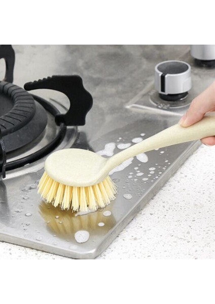 Yapışmaz Kızartma Tavası Fırçası Çok Fonksiyonlu Uzun Saplı Temizleme Fırçası Buğday Samanı Asılı Bulaşık Yıkama Fırçası Mutfak Aracı 1 Adet (Yurt Dışından)