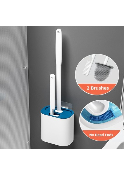 Tuvalet Fırçası Seti Duvar Asılı Tutucu ile Silikon Tpr Kıllar Fırçalar Zemin Temizleme Araçları Banyo Aksesuarları (Yurt Dışından)