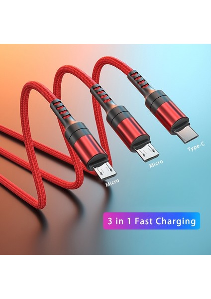 In 1 Hızlı Şarj Tipi C Kablo USB Mikro Kablo Samsung Huawei Xiaomi Poco Cep Telefonu Aksesuarları Şarj Cihazı USB Kabloları (Yurt Dışından)