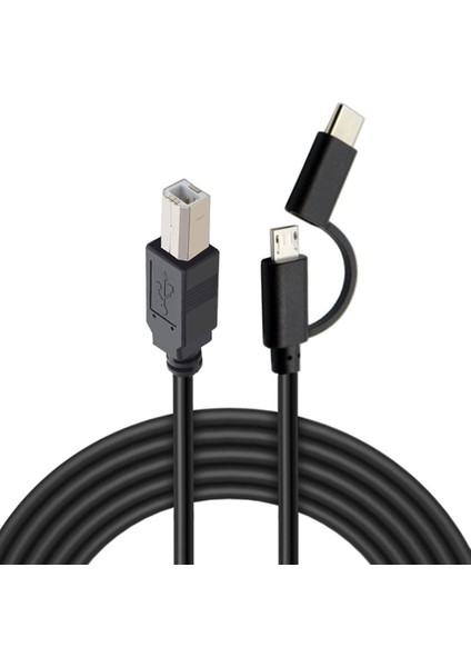 Mikro USB 2.0 + Tip C Erkek USB 2.0 Tip-B Erkek Otg Kablo Telefon Yazıcı Tarayıcı Için Elektronik Piyano ve Elektronik Davul (Yurt Dışından)