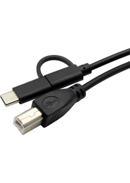 Mikro USB 2.0 + Tip C Erkek USB 2.0 Tip-B Erkek Otg Kablo Telefon Yazıcı Tarayıcı Için Elektronik Piyano ve Elektronik Davul (Yurt Dışından)