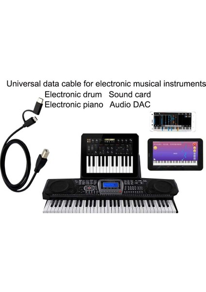 Mikro USB 2.0 + Tip C Erkek USB 2.0 Tip-B Erkek Otg Kablo Telefon Yazıcı Tarayıcı Için Elektronik Piyano ve Elektronik Davul (Yurt Dışından)