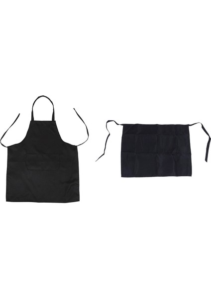 Unisex 2 Cep Siyah Mutfak Önlüğü Önlüğü, Orta ve Siyah Yarım Önlük Tek Beden Bayan Erkek Şef Garson 2 Cepli (Yurt Dışından) fiyatları