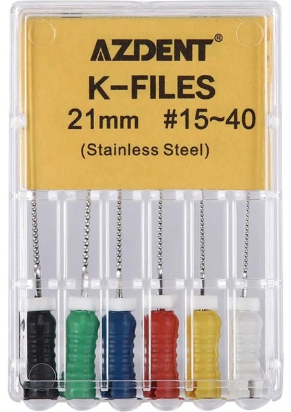 Azdent 6 Adet Diş Paslanmaz Çelik K Dosyaları El Kullanımı Endodontik Kök Kanal Dosyası 21MM Laboratuvar Diş Hekimliği Enstrüman Aracı (Yurt Dışından)