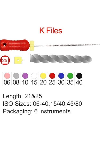 Azdent 6 Adet Diş Paslanmaz Çelik K Dosyaları El Kullanımı Endodontik Kök Kanal Dosyası 21MM Laboratuvar Diş Hekimliği Enstrüman Aracı (Yurt Dışından) modelleri