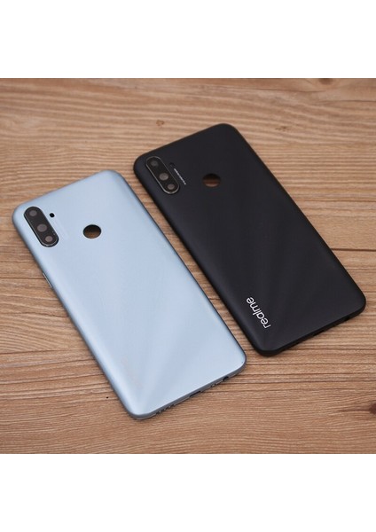 Orijinal Arka Pil Kapağı Oppo Realme Için C3 RMX2027 Arka Kasa Kapı Konut Telefon Yan Düğmeler + Kamera Cam Lens + Logo (Yurt Dışından)