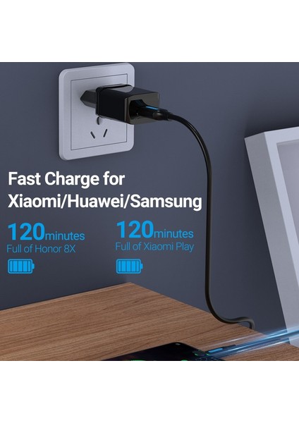 Vention Mikro USB Kablosu 3A Hızlı Şarj USB Veri Kablosu 2m 3m Samsung Xiaomi Huawei Için Android Cep Telefonu USB Şarj Kablosu (Yurt Dışından)