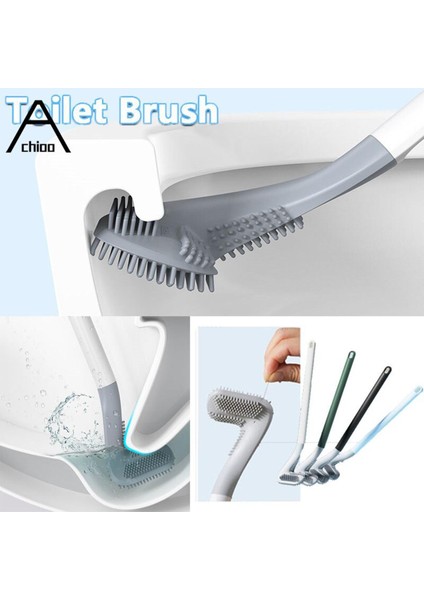 360° Çıkmaz Tuvalet Temizleme Fırçası Wc Golf Silikon Uzun Saplı Duvara Monte Banyo Köşe Temizleme Fırçaları (Yurt Dışından)