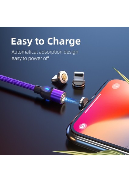 Aufu Manyetik Kablo 3A Hızlı Şarj Mikro USB Tip C Kablo iPhone Xiaomi Için Mıknatıs Şarj Cihazı Cep Telefonu Kablosu Veri Aktarımı (Yurt Dışından)