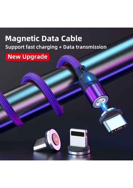 Aufu Manyetik Kablo 3A Hızlı Şarj Mikro USB Tip C Kablo iPhone Xiaomi Için Mıknatıs Şarj Cihazı Cep Telefonu Kablosu Veri Aktarımı (Yurt Dışından)