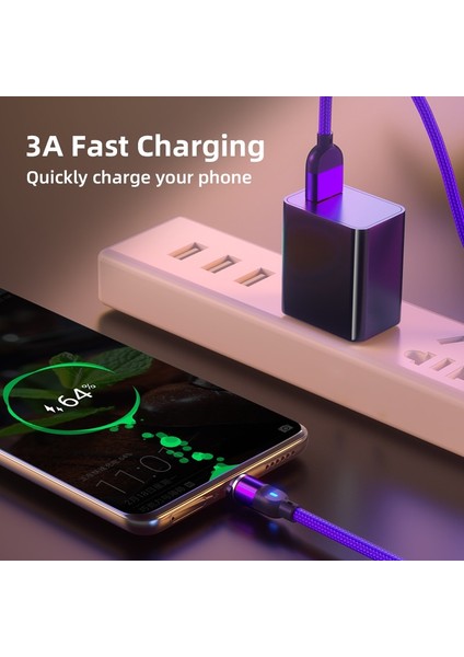 Aufu Manyetik Kablo 3A Hızlı Şarj Mikro USB Tip C Kablo iPhone Xiaomi Için Mıknatıs Şarj Cihazı Cep Telefonu Kablosu Veri Aktarımı (Yurt Dışından)