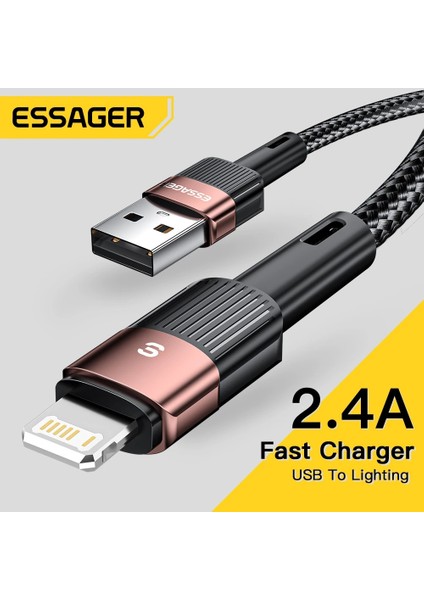 Essager USB Kablosu iPhone 14 13 12 11 Pro Xs Max x Xr 8 7 6 Hızlı Şarj Veri Hattı Şarj Cihazı iPad Cep Telefonu Tel Kablosu (Yurt Dışından)