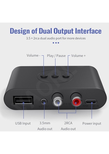 Bluetooth 5.0 Ses Alıcısı Nfc U Disk Rca 3.5mm Aux USB Stereo Müzik Kablosuz Adaptör Araç Kiti Hoparlör Amplifikatör Için Mic ile (Yurt Dışından)