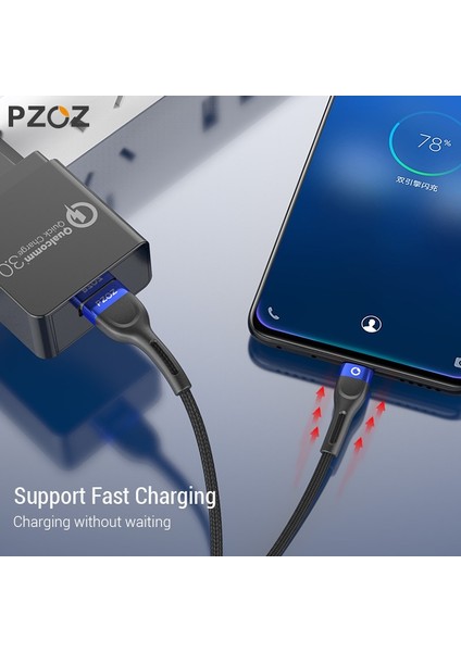 Pzoz Mikro USB Kablosu Hızlı Şarj Veri Kablosu 2m 3m Samsung S7 Xiaomi Redmi Not 5 Pro Android Cep Telefonu Mikro USB Şarj Cihazı (Yurt Dışından)