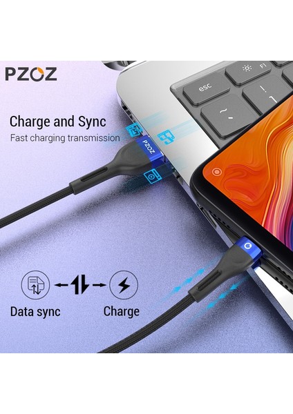 Pzoz Mikro USB Kablosu Hızlı Şarj Veri Kablosu 2m 3m Samsung S7 Xiaomi Redmi Not 5 Pro Android Cep Telefonu Mikro USB Şarj Cihazı (Yurt Dışından)