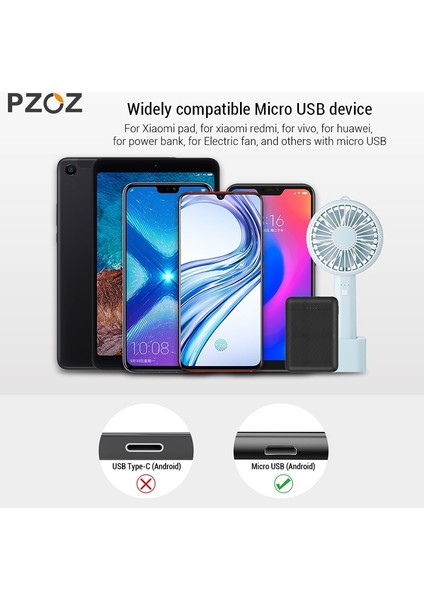 Pzoz Mikro USB Kablosu Hızlı Şarj Veri Kablosu 2m 3m Samsung S7 Xiaomi Redmi Not 5 Pro Android Cep Telefonu Mikro USB Şarj Cihazı (Yurt Dışından)