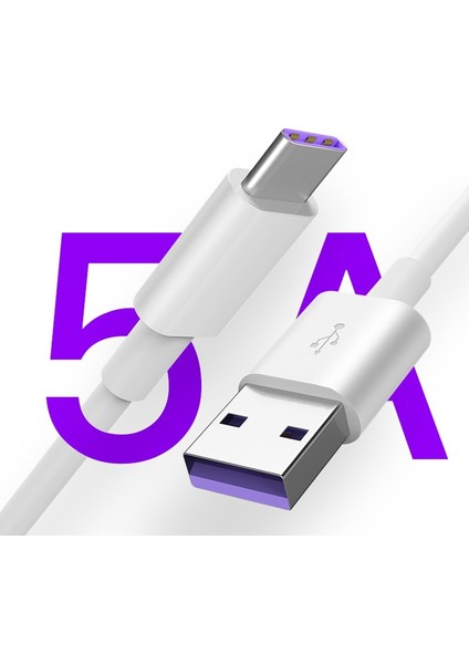 5A USB C Kablosu Samsung Xiaomi Redmi Note 10 Huawei P30 Pro Hızlı Şarj Cep Telefonu Şarj Kablosu Beyaz USB Tipi C Kablo (Yurt Dışından)