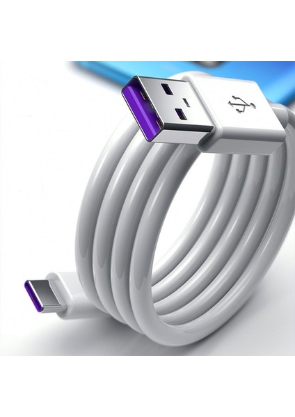 5A USB C Kablosu Samsung Xiaomi Redmi Note 10 Huawei P30 Pro Hızlı Şarj Cep Telefonu Şarj Kablosu Beyaz USB Tipi C Kablo (Yurt Dışından)