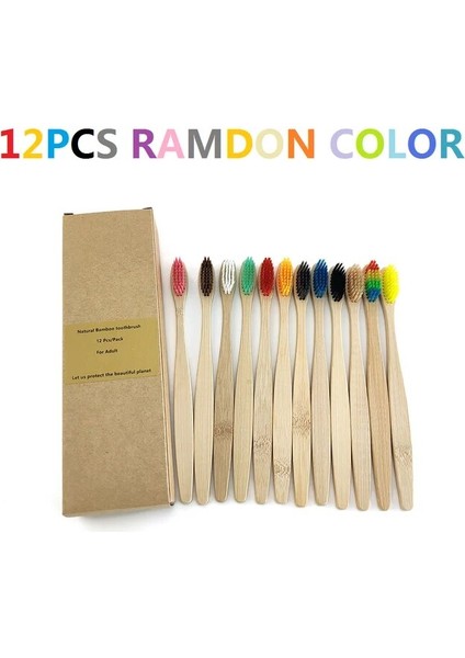 12 Adet/takım Çevre Bambu Kömür Diş Fırçası Ağız Sağlığı Için Düşük Karbon Orta Yumuşak Kıl Ahşap Saplı Diş Fırçası (Yurt Dışından)