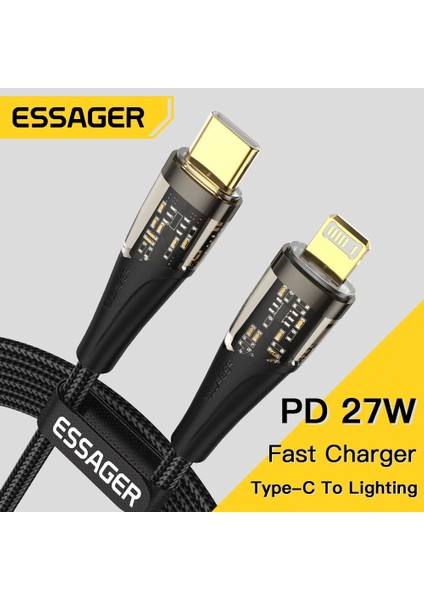 Essager USB C Tipi Kablo Iphone 11 12 13 14PRO Max Mini Xs Xr x 8 Pd 27W Hızlı Şarj Tipi C Aydınlatma Kablosu Kablosu Için iPad (Yurt Dışından)