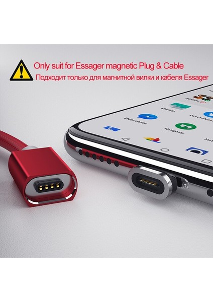 Essager Manyetik USB Kablosu iPhone 11 Pro Max Xiaomi Redmi Mıknatıs Tipi C Mikro USB Kablosu Hızlı Şarj Cihazı Cep Telefonu Kablosu (Yurt Dışından)