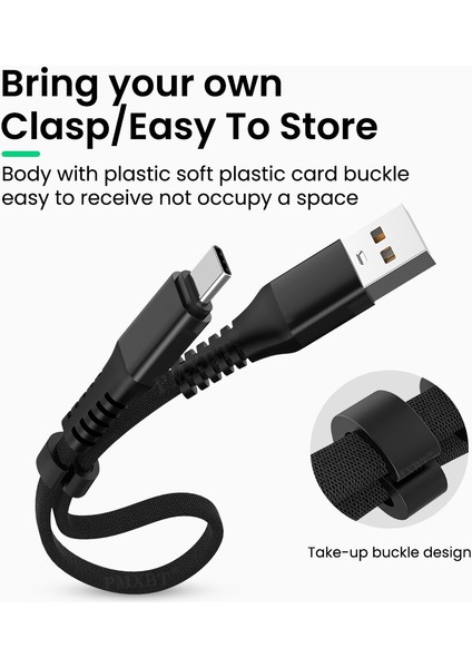 30 cm Kısa Kablo Hızlı Şarj Veri Senkronizasyon Kablosu USB C Tipi Tel Huawei Mate P40 Xiaomi 11 Cep Telefonu USB Mikro Şarj Kablosu (Yurt Dışından)