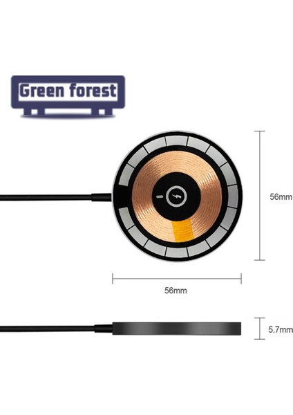 Yeşil Orman Kablosuz Güç Bankası Parazit Önleyici 15W Manyetik Kablosuz Şarj Adaptörü (Yurt Dışından)