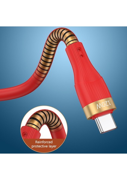120W Type-C Hızlı Şarj Şarj Kablosu USB 5A Flash Şarj Veri Kablosu Huawei Xiaomi Cep Telefonu Için (Yurt Dışından)