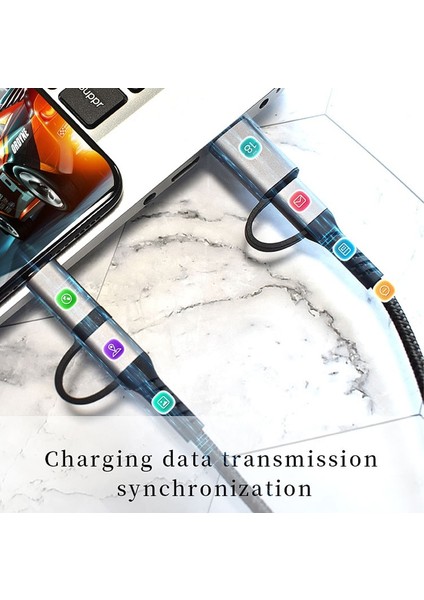 In 1 USB Kablosu iPhone Hızlı Şarj Cihazı Şarj Mikro USB Tip-C Kablosu Huawei Samsung Android Cep Telefonu Kablosu Tel (Yurt Dışından)