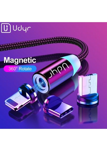 Udyr 2 M Manyetik Mikro USB Kablosu iPhone Samsung Android Cep Telefonu Için Hızlı Şarj USB C Tipi Kablo Mıknatıs Şarj Cihazı Tel Kablosu (Yurt Dışından)