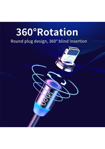 Udyr 2 M Manyetik Mikro USB Kablosu iPhone Samsung Android Cep Telefonu Için Hızlı Şarj USB C Tipi Kablo Mıknatıs Şarj Cihazı Tel Kablosu (Yurt Dışından)