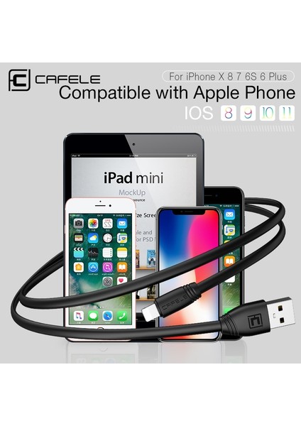 Cafele Düz Tpe USB Kablosu iPhone Kablosu Hızlı Şarj Kablosu iPhone 6 7 8 x Dc 5 V 2.0A 50 120 cm Şarj Cihazı USB (Yurt Dışından)