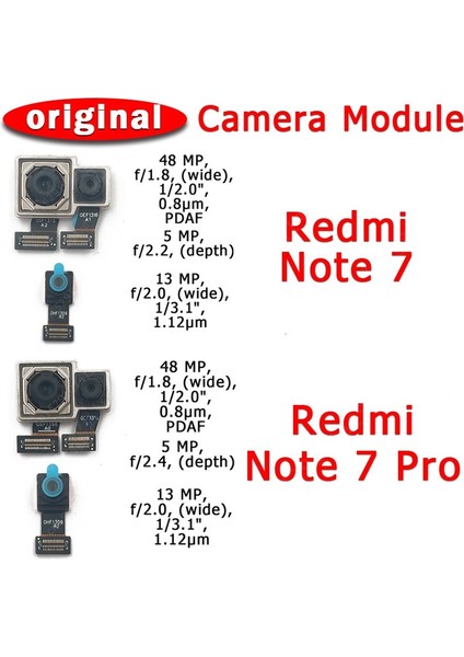 Orijinal Ön ve Arka Arka Kamera Xiaomi Redmi Için Not 7 Pro Ana Bakan Kamera Modülü Flex Kablo Yedek Yedek Parça (Yurt Dışından)