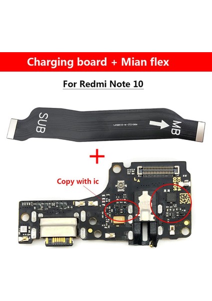 USB Şarj Portu Flex Redmi Not 10 Için Ana Kart Anakart Konnektörü ile Şarj Kartı Flex Kablolar Redmi Not 10S Için (Yurt Dışından)