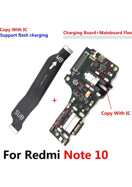 USB Şarj Portu Flex Redmi Not 10 Için Ana Kart Anakart Konnektörü ile Şarj Kartı Flex Kablolar Redmi Not 10S Için (Yurt Dışından)