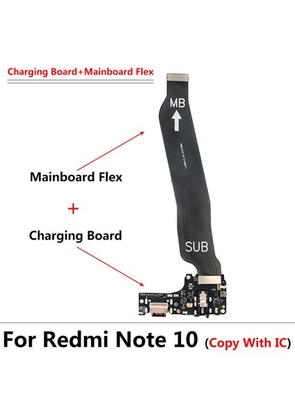 USB Şarj Portu Flex Redmi Not 10 Için Ana Kart Anakart Konnektörü ile Şarj Kartı Flex Kablolar Redmi Not 10S Için (Yurt Dışından)